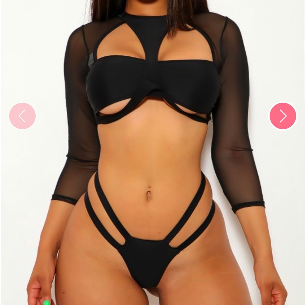 Black cut out bikini top and bottom